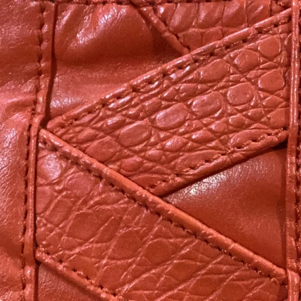 Orange Pebbled Faux Leather Zig Zag Women's Hobo Bag‎ Purse